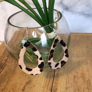Faux Leather Animal Print Cutout Earrings
